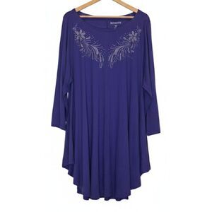 Roaman's womens plus 2X top purple boat neck tunic rayon spandex 26/28